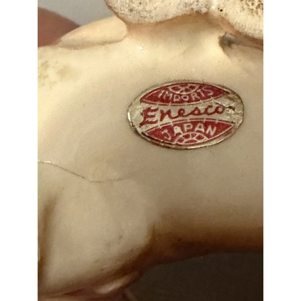 Vintage Enesco Japan Dachshund Wiener Dog Ceramic Figurine Foil Label 6.75